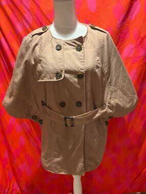 Tulle Anthropologie Trench Cape Capelette Double Breasted Large Belted